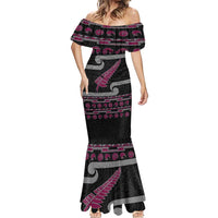 New Zealand Christmas Mermaid Dress Meri Kirihimete Silver Fern Knit Style Pink Color LT03 - Polynesian Pride