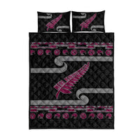 New Zealand Christmas Quilt Bed Set Meri Kirihimete Silver Fern Knit Style Pink Color LT03 - Polynesian Pride