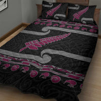 New Zealand Christmas Quilt Bed Set Meri Kirihimete Silver Fern Knit Style Pink Color LT03 - Polynesian Pride