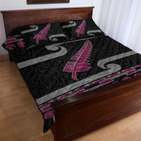New Zealand Christmas Quilt Bed Set Meri Kirihimete Silver Fern Knit Style Pink Color LT03 - Polynesian Pride