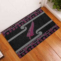 New Zealand Christmas Rubber Doormat Meri Kirihimete Silver Fern Knit Style Pink Color - Polynesian Pride