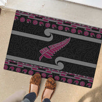 New Zealand Christmas Rubber Doormat Meri Kirihimete Silver Fern Knit Style Pink Color - Polynesian Pride