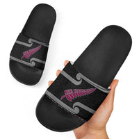 New Zealand Christmas Slide Sandals Meri Kirihimete Silver Fern Knit Style Pink Color LT03 - Polynesian Pride