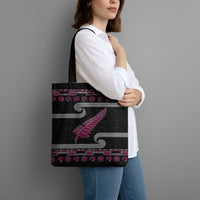 New Zealand Christmas Tote Bag Meri Kirihimete Silver Fern Knit Style Pink Color LT03 - Polynesian Pride