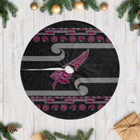 New Zealand Christmas Tree Skirt Meri Kirihimete Silver Fern Knit Style Pink Color LT03 Casual Pink - Polynesian Pride