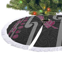 New Zealand Christmas Tree Skirt Meri Kirihimete Silver Fern Knit Style Pink Color LT03 - Polynesian Pride