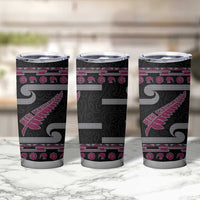 New Zealand Christmas Tumbler Cup Meri Kirihimete Silver Fern Knit Style Pink Color LT03 - Polynesian Pride