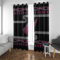 New Zealand Christmas Window Curtain Meri Kirihimete Silver Fern Knit Style Pink Color LT03 With Grommets Pink - Polynesian Pride
