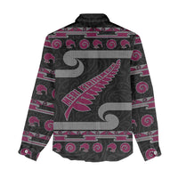 New Zealand Christmas Women Casual Shirt Meri Kirihimete Silver Fern Knit Style Pink Color LT03 - Polynesian Pride
