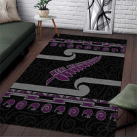 New Zealand Christmas Area Rug Meri Kirihimete Silver Fern Knit Style Purple Color LT03 Purple - Polynesian Pride