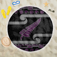 New Zealand Christmas Beach Blanket Meri Kirihimete Silver Fern Knit Style Purple Color LT03 One Size 150cm Purple - Polynesian Pride
