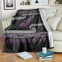 New Zealand Christmas Blanket Meri Kirihimete Silver Fern Knit Style Purple Color LT03 Purple - Polynesian Pride