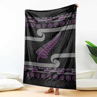 New Zealand Christmas Blanket Meri Kirihimete Silver Fern Knit Style Purple Color LT03 - Polynesian Pride