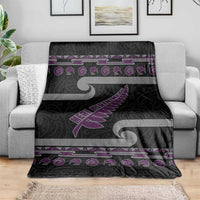 New Zealand Christmas Blanket Meri Kirihimete Silver Fern Knit Style Purple Color LT03 - Polynesian Pride