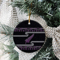 New Zealand Christmas Ceramic Ornament Meri Kirihimete Silver Fern Knit Style Purple Color LT03 - Polynesian Pride