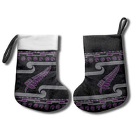 New Zealand Christmas Stocking Meri Kirihimete Silver Fern Knit Style Purple Color LT03 - Polynesian Pride