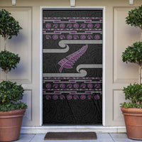 New Zealand Christmas Door Cover Meri Kirihimete Silver Fern Knit Style Purple Color LT03 Purple - Polynesian Pride
