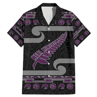 New Zealand Christmas Family Matching Mermaid Dress and Hawaiian Shirt Meri Kirihimete Silver Fern Knit Style Purple Color LT03 Dad's Shirt - Short Sleeve Purple - Polynesian Pride