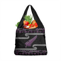 New Zealand Christmas Grocery Bag Meri Kirihimete Silver Fern Knit Style Purple Color LT03 1-pack One Size Purple - Polynesian Pride