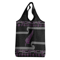 New Zealand Christmas Grocery Bag Meri Kirihimete Silver Fern Knit Style Purple Color LT03 - Polynesian Pride