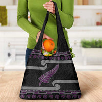 New Zealand Christmas Grocery Bag Meri Kirihimete Silver Fern Knit Style Purple Color LT03 - Polynesian Pride