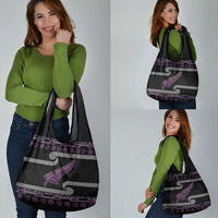 New Zealand Christmas Grocery Bag Meri Kirihimete Silver Fern Knit Style Purple Color LT03 - Polynesian Pride