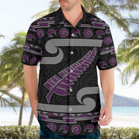 New Zealand Christmas Hawaiian Shirt Meri Kirihimete Silver Fern Knit Style Purple Color LT03 - Polynesian Pride
