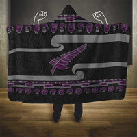 New Zealand Christmas Hooded Blanket Meri Kirihimete Silver Fern Knit Style Purple Color LT03 - Polynesian Pride