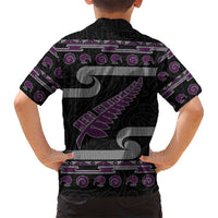 New Zealand Christmas Kid Hawaiian Shirt Meri Kirihimete Silver Fern Knit Style Purple Color LT03 - Polynesian Pride