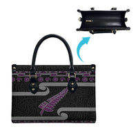 New Zealand Christmas Leather Bag Meri Kirihimete Silver Fern Knit Style Purple Color LT03 - Polynesian Pride