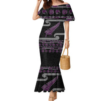 New Zealand Christmas Mermaid Dress Meri Kirihimete Silver Fern Knit Style Purple Color LT03 Women Purple - Polynesian Pride