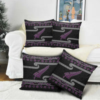 New Zealand Christmas Pillow Cover Meri Kirihimete Silver Fern Knit Style Purple Color LT03 - Polynesian Pride