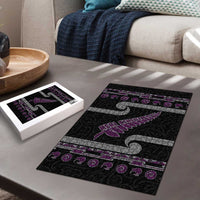 New Zealand Christmas Puzzle Meri Kirihimete Silver Fern Knit Style Purple Color - Polynesian Pride