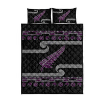 New Zealand Christmas Quilt Bed Set Meri Kirihimete Silver Fern Knit Style Purple Color LT03 - Polynesian Pride
