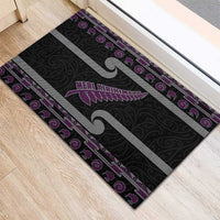 New Zealand Christmas Rubber Doormat Meri Kirihimete Silver Fern Knit Style Purple Color - Polynesian Pride