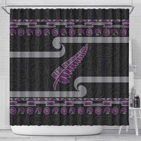 New Zealand Christmas Shower Curtain Meri Kirihimete Silver Fern Knit Style Purple Color LT03 - Polynesian Pride