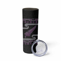 New Zealand Christmas Skinny Tumbler Meri Kirihimete Silver Fern Knit Style Purple Color LT03 - Polynesian Pride