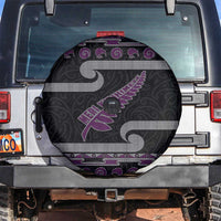 New Zealand Christmas Spare Tire Cover Meri Kirihimete Silver Fern Knit Style Purple Color LT03 Purple - Polynesian Pride