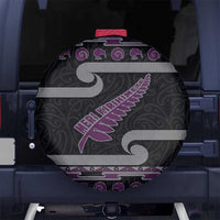 New Zealand Christmas Spare Tire Cover Meri Kirihimete Silver Fern Knit Style Purple Color LT03 No hole Purple - Polynesian Pride