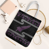 New Zealand Christmas Tote Bag Meri Kirihimete Silver Fern Knit Style Purple Color LT03 White Strap One Size Purple - Polynesian Pride