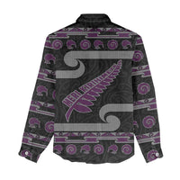 New Zealand Christmas Women Casual Shirt Meri Kirihimete Silver Fern Knit Style Purple Color LT03 - Polynesian Pride