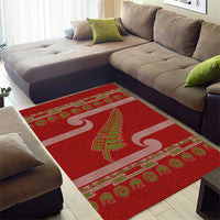 New Zealand Christmas Area Rug Meri Kirihimete Silver Fern Knit Style Green Color LT03 - Polynesian Pride