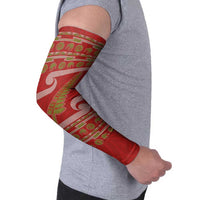 New Zealand Christmas Arm Sleeves Meri Kirihimete Silver Fern Knit Style Green Color LT03 - Polynesian Pride