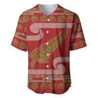 New Zealand Christmas Baseball Jersey Meri Kirihimete Silver Fern Knit Style Green Color LT03 Green - Polynesian Pride