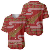 New Zealand Christmas Baseball Jersey Meri Kirihimete Silver Fern Knit Style Green Color LT03 - Polynesian Pride