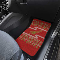 New Zealand Christmas Car Mats Meri Kirihimete Silver Fern Knit Style Green Color LT03 - Polynesian Pride