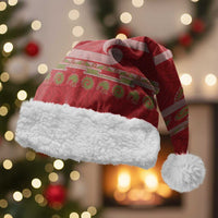 New Zealand Christmas Santa Hat Meri Kirihimete Silver Fern Knit Style Green Color LT03 With Fur Green - Polynesian Pride