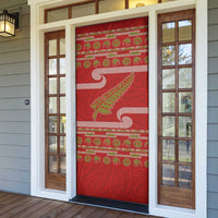 New Zealand Christmas Door Cover Meri Kirihimete Silver Fern Knit Style Green Color LT03 - Polynesian Pride