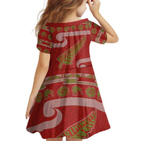 New Zealand Christmas Family Matching Off Shoulder Maxi Dress and Hawaiian Shirt Meri Kirihimete Silver Fern Knit Style Green Color LT03 - Polynesian Pride