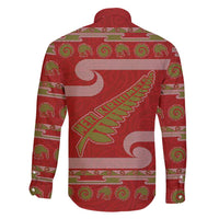 New Zealand Christmas Family Matching Short Sleeve Bodycon Dress and Hawaiian Shirt Meri Kirihimete Silver Fern Knit Style Green Color LT03 - Polynesian Pride